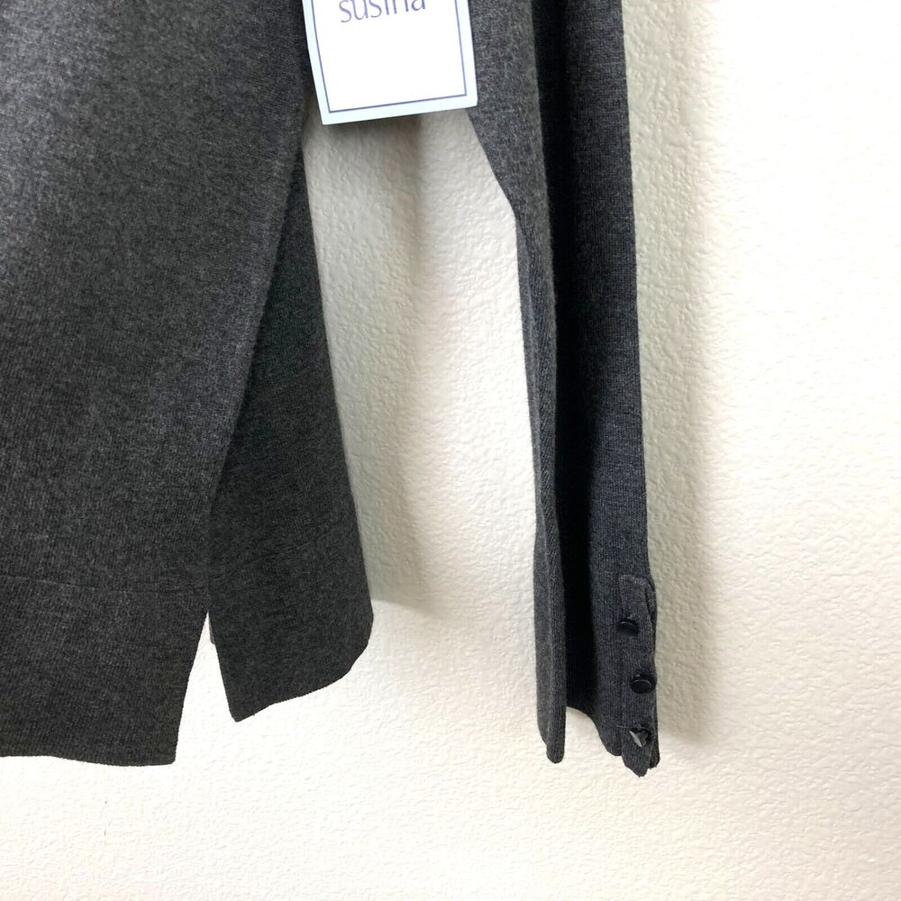 Susina NWT Women's Button Up Cardigan Sweater Size L Gray Long Sleeve - Picture 3 of 6